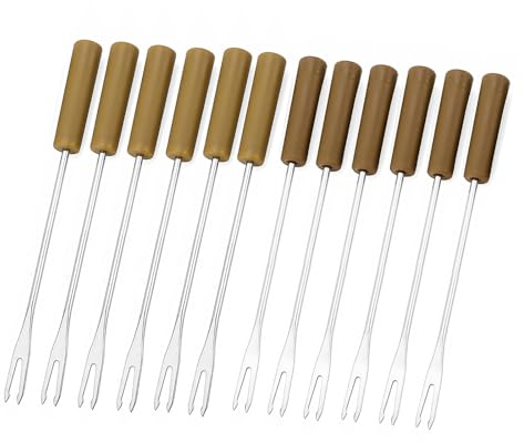 CHAMEEN Tenedores de caracol de acero inoxidable con mango redondo de madera, pinchos para comida para dedos, tenedor de cóctel, cubiertos para barbacoa, mariscos, carne, caracoles, frutas