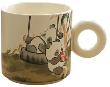 CAPIJIONG Taza de cerámica con diseño de panda de 300 ml, diseño de oso panda