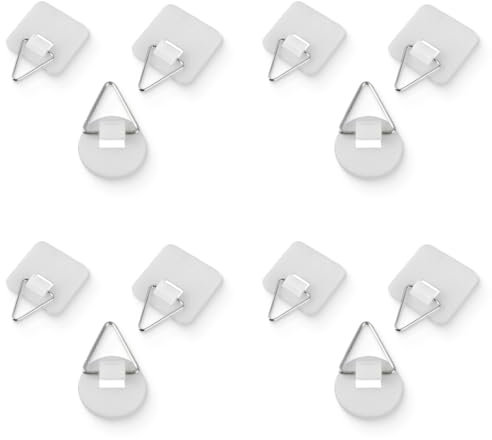 12 Piezas Ganchos Adhesivos Invisibles,Colgar Facil Cuadros Sin Taladrar,Soportes De Placa Vertical para Pared, para Colgar Cuadros de Pared, Cuadros, Arte Decorativo (Tres Estilos)