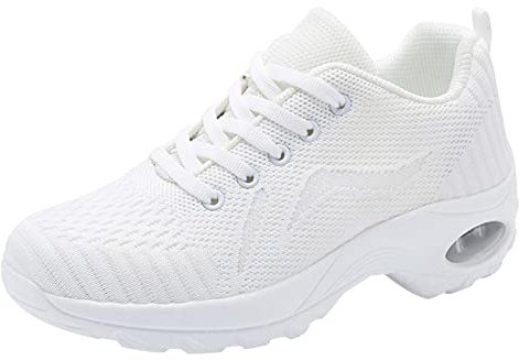 Genérico Zapatillas Pronador Mujer Zapatos Balancin Mujer Zapatos cómodos de Blanda de Viaje con Cordones para Mujer de Ocio, Zapatos de Malla para Exteriores, Zapatillas Sanitarias Mujer (White, 39)