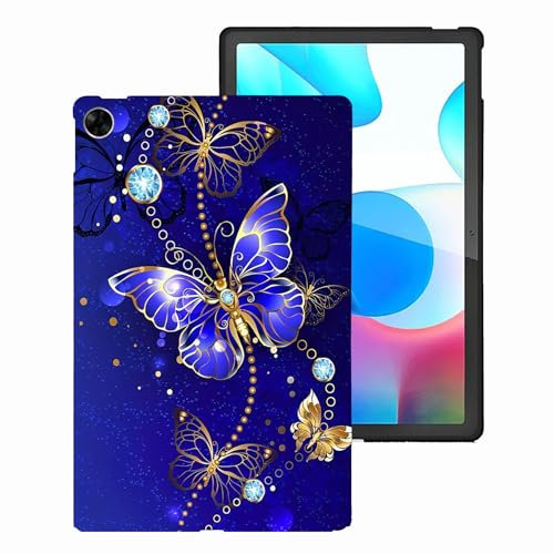 Generico DayQiQiPu Cover per Realme Pad 10,4 Pollici 2021 Model No, RMP2102/RMP2103 Custodia Anti-Caduta Ultrasottile in TPU Morbido Che assorbe Gli Urti(Farfalla Blu)
