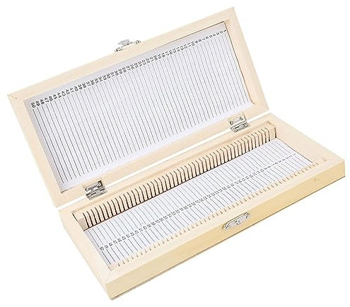 50PCS Biology Microscope Glass Prepared Slides Specimens Wooden Storage Box Case