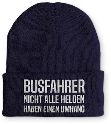 tshirtladen Beanie Busfahrer Wintermütze Mütze mit lustigem Spruch, Farbe: Navy