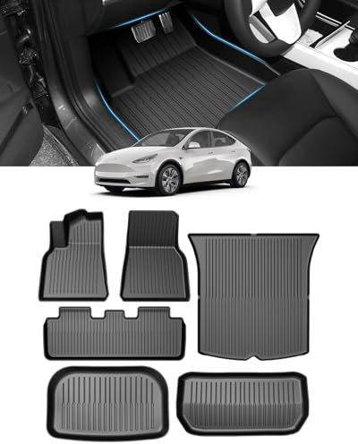 CARERSTEN Für Tesla Model Y Fußmatten 2021-2024 Autofußmatten Aus TPE Fußmatten Set 6 Teilig Automatten Auto Matte Für Tesla Zubehör Für Tesla Model Y Zubehör Kofferraummatte Set Mattenprofis