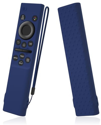 AKSHFETH Remote Cover Compatible with Samsung Remote bn59-01393/bn59-01388 Silicone Case Cover with Lanyard (Dark Blue)