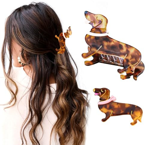 2 fermagli per capelli a forma di bassotto, clip per capelli a forma di bassotto, fermagli per capelli per donne, accessori alla moda, per gli amanti dei cani