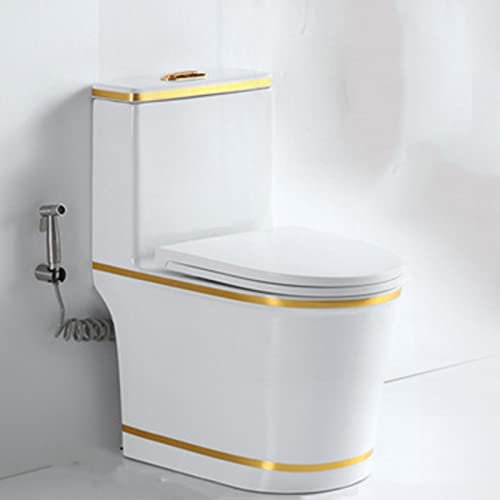 Längliche Toilette, weißer Phnom Penh Light Luxus Keramik -Toilette, Doppelspül -Siphon -Wirbel 8.0 großer Durchmesser Stille Toilette für Badezimmer, a, b