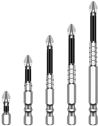 Pack of 6 Nonslip Crosses Head Screwdriver Bits Alloy Steel Impacts Driver Bits Set for Home & Professional Use