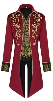YORDET Herren Steampunk Frack Mittelalter Retro Jacke Vampir kostüm | Viktorianische Hof Phnom Penh Stickerei Mantel