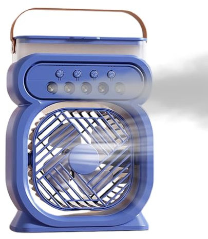 Misting Fan - Portable Air Conditioner Fan with Mist | 7 Colors Night Light 3 Wind Speeds 450ml Water Tank Cooling Electronics for Camping, Beach, Cruise