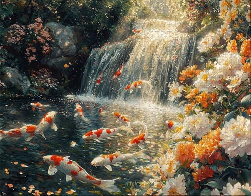 Puzzle 30 Teile, Puzzle Erwachsene, Fallen Puzzlematte, Indoor-Puzzlematte-Kreativspiel zur Entspannung von Erwachsenen und Erziehung Fisch, Geschenke auf der Ganzen Welt Q-1