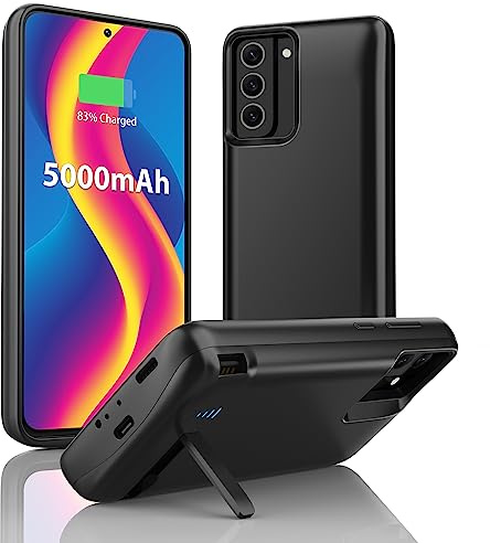 Battery Case for Galaxy S21, 4800mAh Extended Batteri Charging Cases for Samsung Galaxy S21 Rechargeable Power Bank Charger Cover, Black
