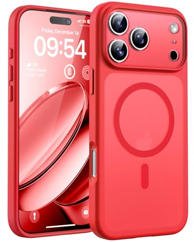 TOCOL für iPhone 17 Pro Max Hülle, Kompatibel mit MagSafe, Rot | Vollständiger Kameraschutz Handyhülle, Eingebauter Magnetring Case, Militärschutz Stoßfest Kratzfest Haltbarkeit Phone Cover