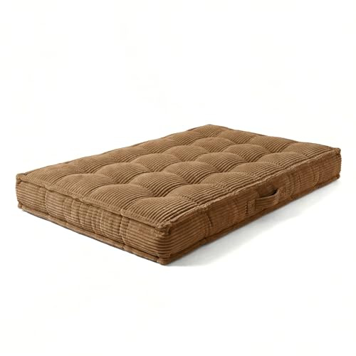 Gutekissen Französisch Gesteppte Kindermatratze 130x60x10 cm – Weiche Spiel- und Liegematte für Kinderzimmer, faltbar, gepolstert, stilvolles Design (Braun)