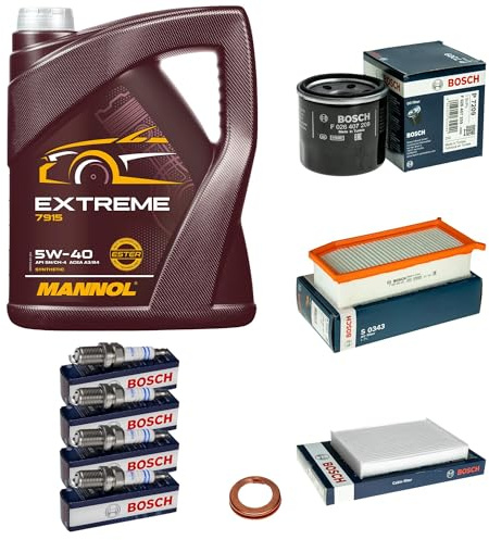 EISENFELS Inspektionspaket enthält 5 L Motoröl Extreme 5W-40 Ölfilter Luftfilter Innenraumfilter Zündkerze Dichtring für Dokker KE_ 1.6 Lodgy JS_