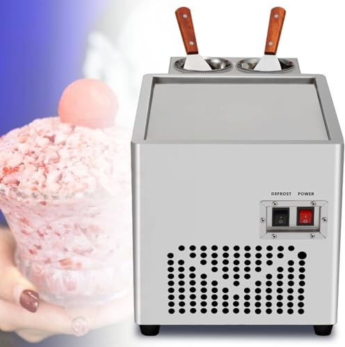 Electric Rolled Ice Cream Machine, Fried Ice Cream Roll Machine, Stainless Steel Ice Roll Machine With Single Pan, with Compressor and 2 Scrapers, for Bars/Cafes/Dessert Shops
