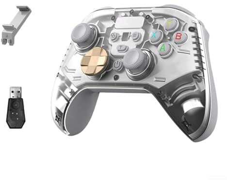 Niceminiwall Manette Pro sans fil effet Hall pour Switch PC Mobile Gamepad avec support de téléphone ergonomique anti-dérive, joysticks à effet Hall (blanc)