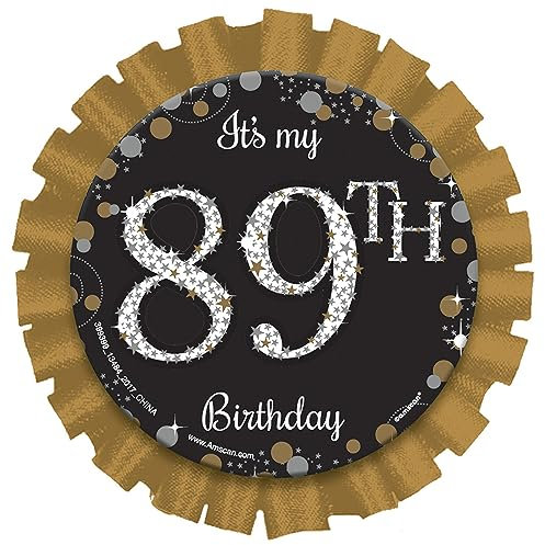 Amscan 399399 - Gold Sparkling Celebration Add-an-Age Rosette Badge includes Number & Letter Stickers for 1st to 100th