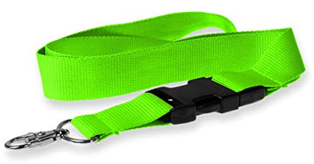 Kandinsky Schlüsselbänder Lanyards unbedruckt, Neongrün (grün), mit Verschluss und Steckverschluss, 25 mm Breite (25 Stück)