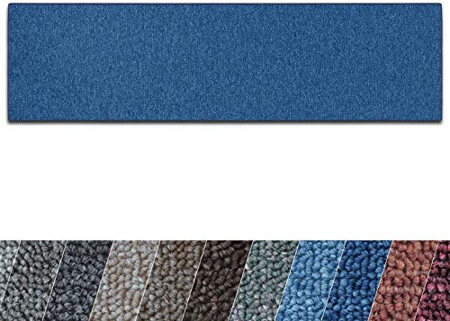 casa pura Teppich Läufer London - Meterware - Teppichläufer für Wohnzimmer, Flur, Küche - Flacher Schlingenflor (Dunkelblau - 100x200 cm)