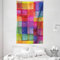 ABAKUHAUS Abstrakt Wandteppich und Tagesdecke, Regenbogen-Farben-Quadrate aus Weiches Mikrofaser Stoff Waschbar ohne Verblassen Digitaldruck, 140 x 230 cm, Rot Blau