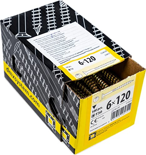 CS Ø6,0-10,0 Senkkopf Holzschrauben Spanplatten Konstruktionsschrauben Gelb Torx (6,0 x 120mm 100 Stk.)