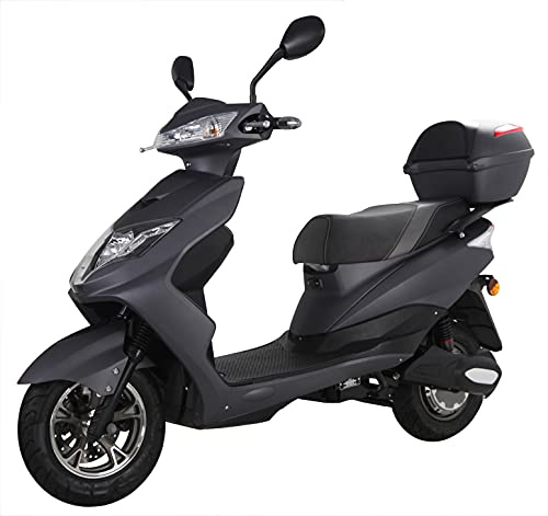 Elektroroller “Eagle”, 2000 Watt, 60 km Reichweite, 45 km/h, Elektro-Roller, E-Roller mit Straßenzulassung, E-Mofa, Lithium-Ionen-Akku, Produktvideo, Mattschwarz