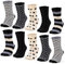Occulto Chaussettes pour femme (10 Paires) Multicolores en Coton, Chaussettes pour femmes douces avec rayures et motifs, chaussette femme fille colorées Noir-grise 39-42
