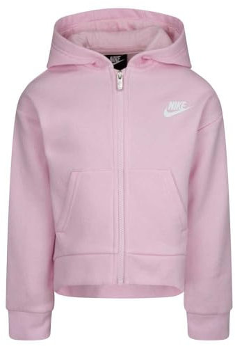 Nike Felpa Club Fleece Rosa Cerniera E Cappuccio - 6 Anni