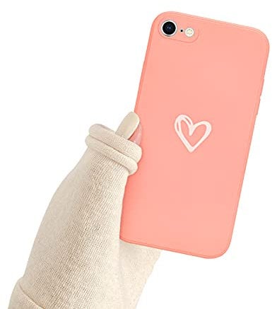 Newseego Case Compatible with iPhone 7/8/Se Fashion Simple Heart Design Shell Case for Girls and Women Liquid Silicone Back Cover Thin and Lightweight Cover for iPhone 7/8/Se-Pink