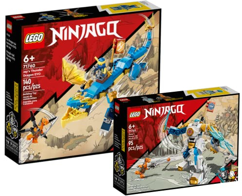 Lego Set - Ninjago Jays Donnerdrache EVO 71760 + Zanes Power-Up-Mech EVO 71761, für Kinder ab 6 Jahren