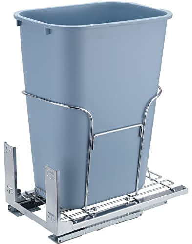 VEVOR Poubelle Encastrable Coulissante 35 L Simple Bac Collecteur de Déchets sur Glissières Capacité de Charge 50 kg Fermeture Amortie pour Placard Meuble Bas Sous Évier et Comptoir Cuisine Restaurant