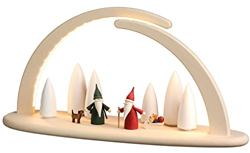 Seiffener Volkskunst | LED Lichterbogen Schwibbogen 42x21cm | Original Erzgebirgische Volkskunst | 15378 | Weihnachten Weihnachtsbogen | Weihnachtswaldszene