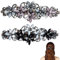2 Stück Elegante Haarspangen für Damen, Exquisite Blumen Haarklammer, Strass Haarspangen MäDchen Glitzer Kristall Hair Clips, Vintage Haarklammer Haarschmuck (Schwarz&Grau/Rosa&Dunkelblau Blume)