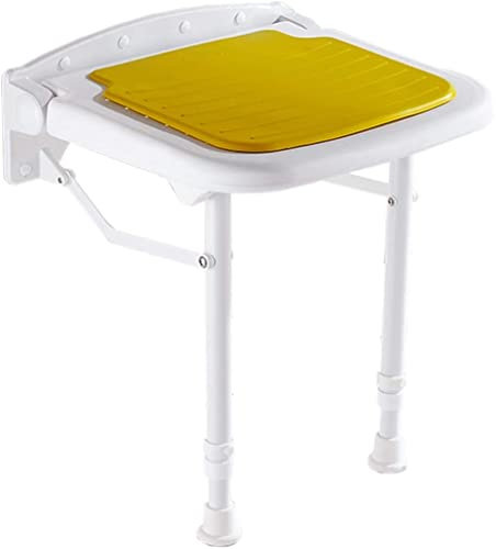 Badhocker, klappbarer Duschsitz-Aufsatz – langlebige, faltbare Badesitze – mit Wandbefestigung, Chrom-Halterungen (Größe: 38 x 36,5 x 42,5 cm)