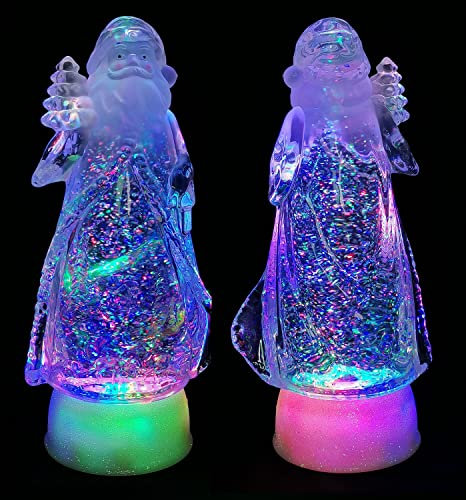 Schneekugel mit bunter Regenbogen LED Beleuchtung & Glitzerantrieb 12,5 * 9,5 * 26,5 cm als Weihnachtsdeko (Weihnachtsmann)