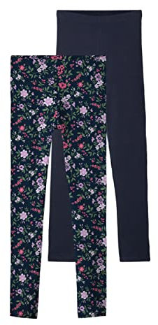 NAME IT Baby-Mädchen NKFVIVIAN 2P NOOS Leggings, Dark Sapphire/Pack:Dark Sapphire (AOP SMALL Flower), 74/80
