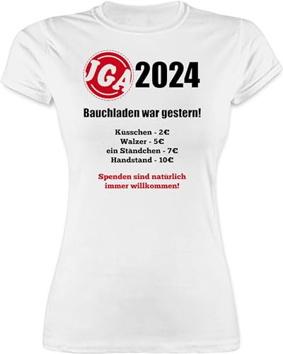 Shirt Damen - JGA Junggesellenabschied Frauen - Aufgaben der Braut - Bezahlen - Bauchladen war gestern - M - Weiß - Tshirt t-Shirts junggesellinnenabschied Bachelorette Party Tshirts