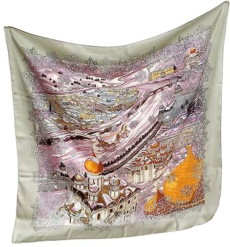 prinfantasy Seidenschal Damen Elegant Bandana Damen Kopftuch Quadrates Bedrucktes Halstuch Satin Seidentuch Schal 90 x 90 cm M090027