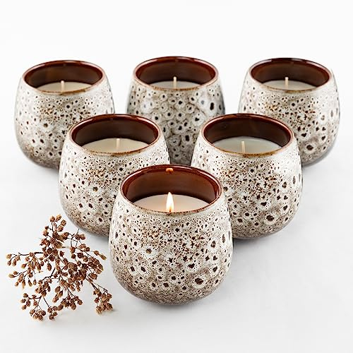 HOFER 6 x Premium Citronella-Schale Sand | Windlicht Outdoor | Hochwertige Citronella Kerze im Keramiktopf mit Citronella-Duft | Outdoor Kerzen für Gartenparty | Deko für draußen…