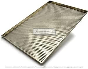 Teglia da forno forata 60x40x2h cm, con foro diametro Ø 5 mm. Teglia professionale.