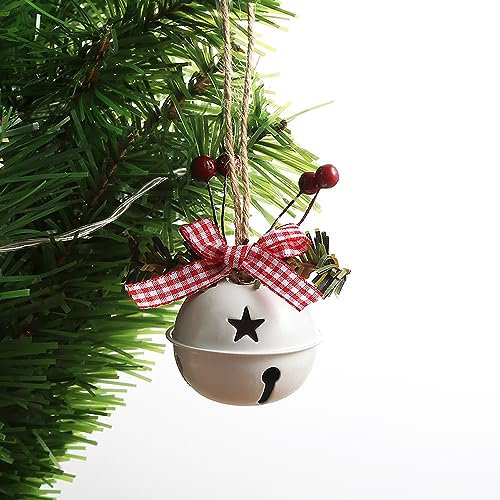Wambere 3 Stück Weihnachtsglocke Glöckchen Weihnachtsbaumschmuck Christbaumschmuck Metallglöckchen Weihnachtsanhänger Weihnachtsbaum Anhänger Für Weihnachten Heimdekoration,5,5 cm Durchmesser,Weiß