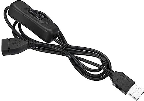 PATIKIL Micro USB Estensione Cavo con ON/Off Interruttore, Femmina Maschio Estensione Alimentazione Cavi Adattatore con LED Indicatore per Fan LED Strisce, Nero