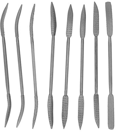 TICFOX Juego De Limas De Doble Punta, 8 Uds., Lima De Escofina De Doble Punta, Juego De Limas De Madera De 8 Pulgadas, Acero De Aleación Para Tallar Pulido De Carpintería