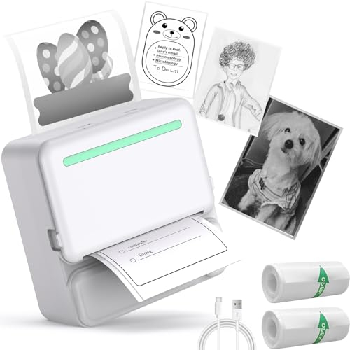 Mini etichettatrice etichette adesive, Bluetooth Stampante Adesivi, mini printer per etichettatura di codici a barre, nome, organizzazione, ideale per smartphone iOS Android, casa, ufficio