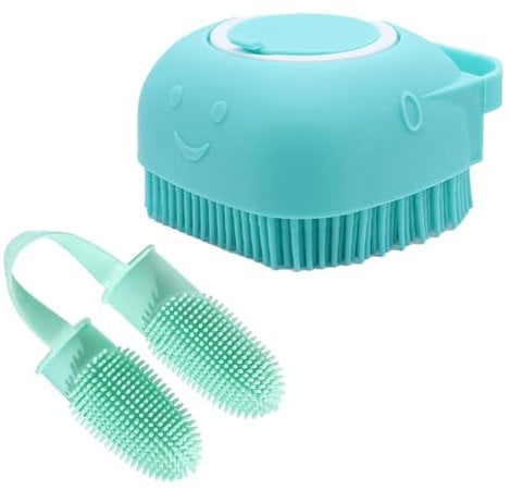 2 PCS Dog Bath Brush, Brush for Dogs Pet Shampoo Scrubber Shower Pet Shampoo Bath Brush for Dogs Pet Bubble Brush Soft Silicone with Loop Handle Give Pet Gentle Massage for Long Short Haired