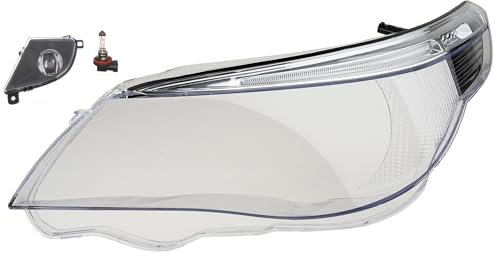 Johns, Scheinwerfer Glas Hauptscheinwerfer passend für BMW 5er E60 E61 03-07 li. M. LED + Nebelscheinwerfer + Leuchtmittel