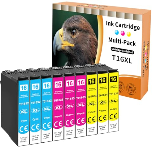 Starlet24 16XL Patronen Kompatibel für Epson 16 XL T1632 T1633 T1634 Druckerpatronen für Workforce WF-2760 WF-2630 WF-2510 WF-2660 WF-2750 WF-2650 WF-2540 WF-2530 WF-2520 (3 Cyan 3 Magenta 3 Gelb)