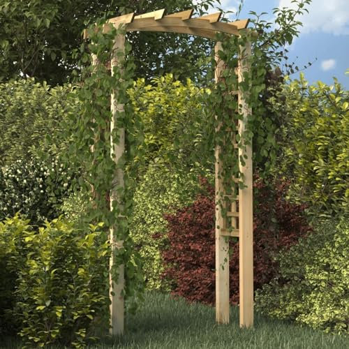LAPOOH Arco con Enrejado, Arco Jardin Exterior, Rosal Trepador, Arco Boda, Arco para Plantas Trepadoras, Arco Flores, Madera Maciza de Pino impregnada 110x60x220cm