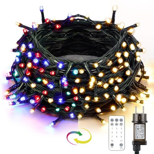 MAGGIFT LED Lichterkette Weihnachtsbeleuchtung Bunt/Warmwei 2-in-1, 30M 300 LED Lichterkette Weihnachtsbaum Strombetrieben mit Timer/Memory-Funktion/8 Modi/Wasserdicht für Weihnachten Innen Außen Deko